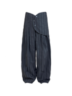 JCAESAR Armored‑style striped trousers with curved side panels