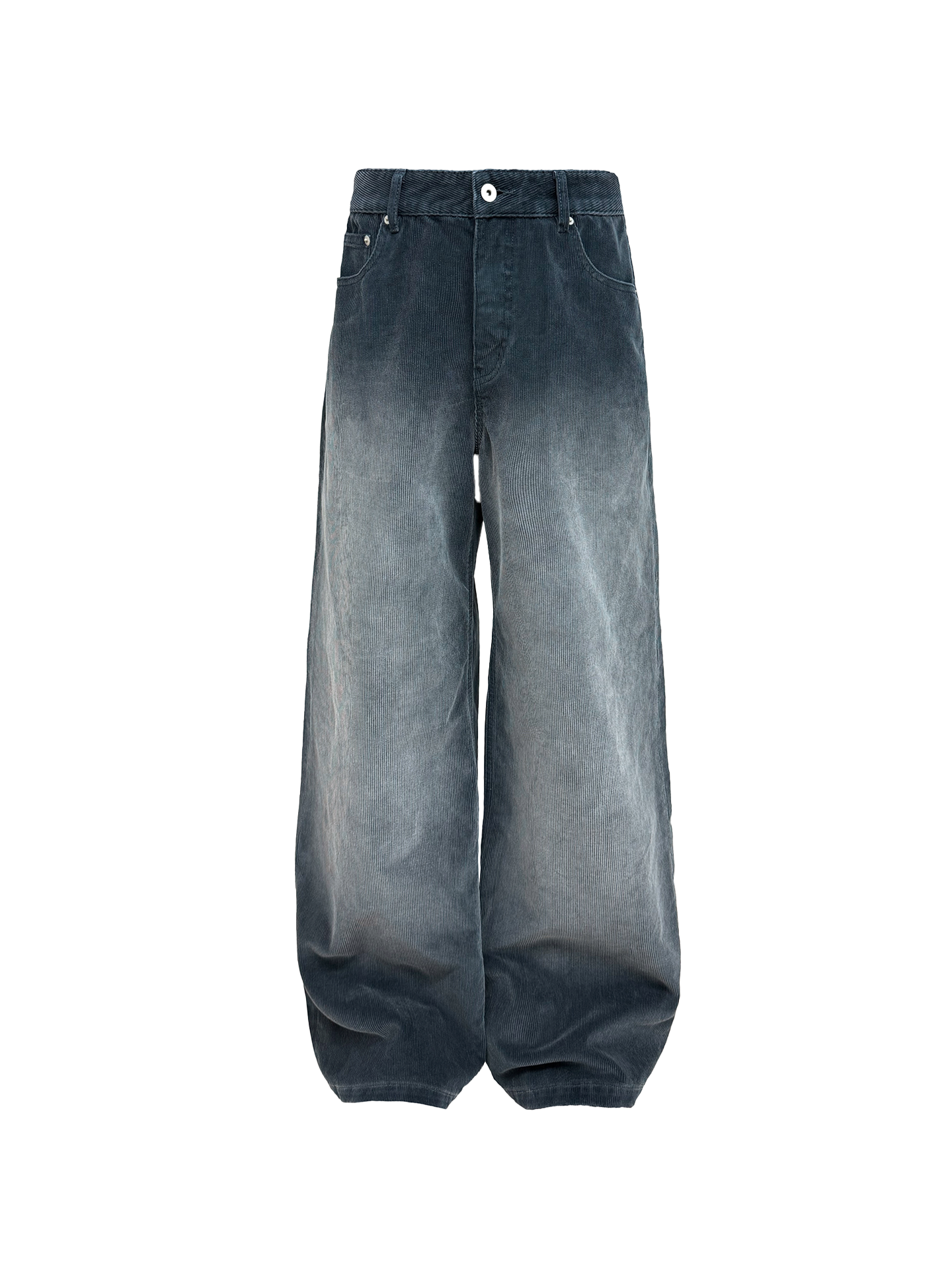 JCAESAR Washed corduroy pants with distressed finish in smog grey