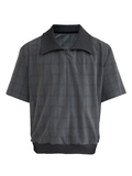 JCAEASAR Ribbed-neck half-zip plaid tee