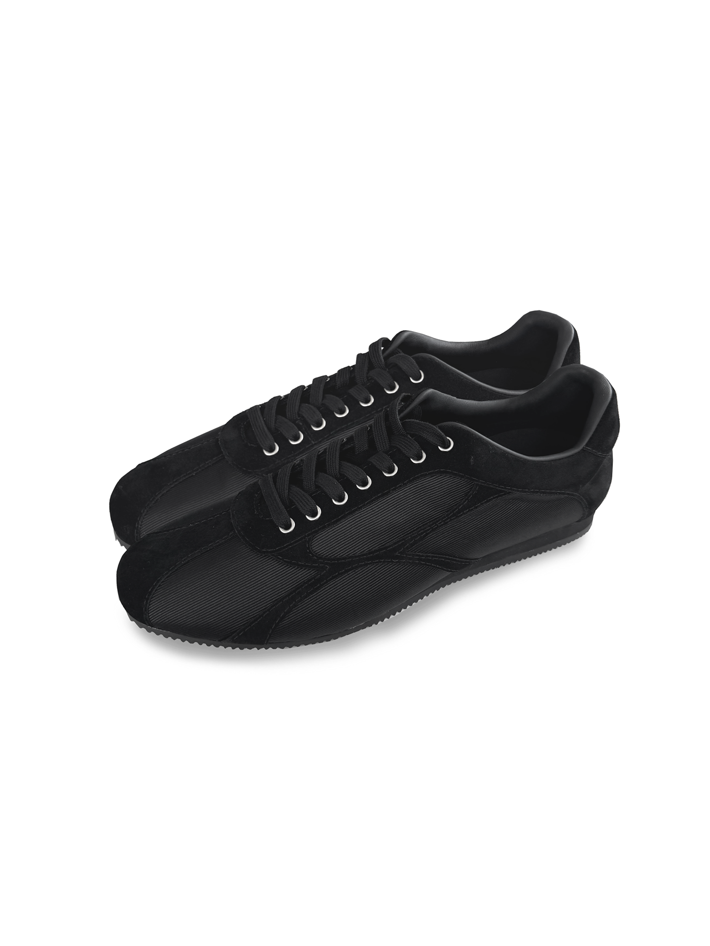 JCAESAR Orca‑Color Satin & Suede Panel German Trainer Sneakers
