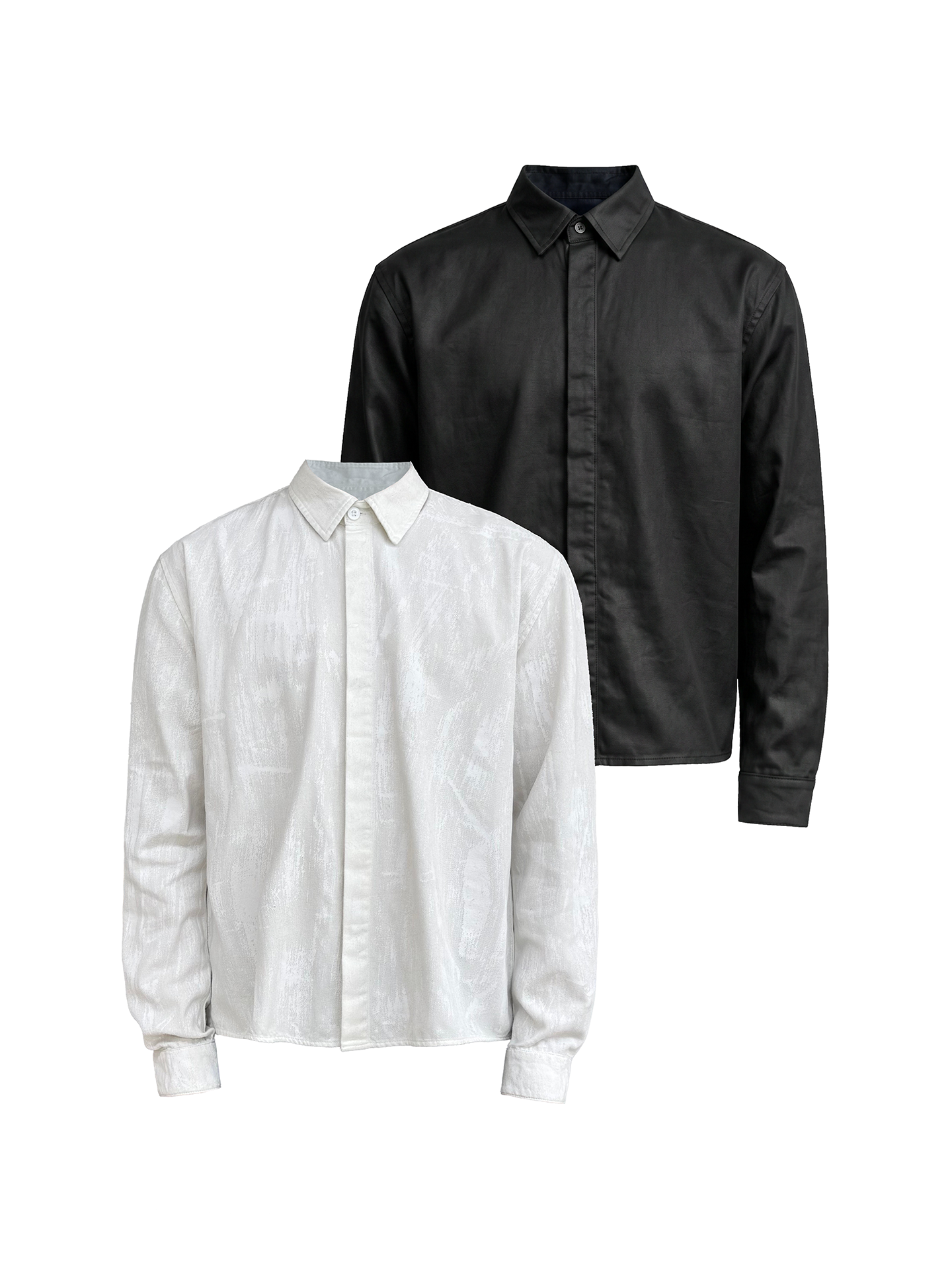 トップス JCAESAR STUDIO STRIVED SLEEVE SHIRT JCAESAR Coated Structured Long Sleeve Shirt – jcaesarclo