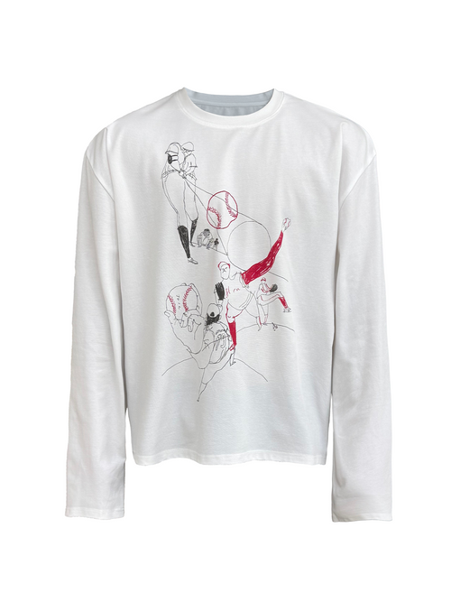 JCAESAR Baseball battle‑print long‑sleeve shirt