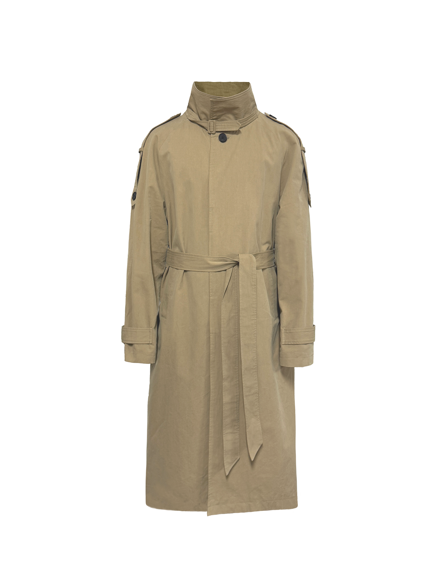 JCAESAR Belted Trench Coat with Shoulder Epaulets - jcaesarclo