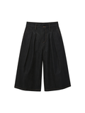 JCAESAR WOMEN Wide‑leg pleated mid‑length denim shorts