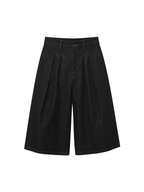 JCAESAR WOMEN Wide‑leg pleated mid‑length denim shorts