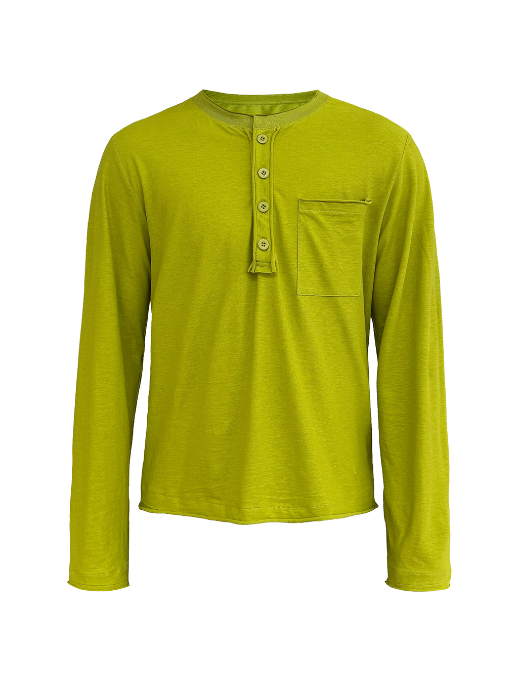 JCAESAR Rolled Edge Henley Collar Long Sleeve Tee