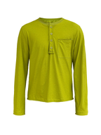 JCAESAR Rolled Edge Henley Collar Long Sleeve Tee