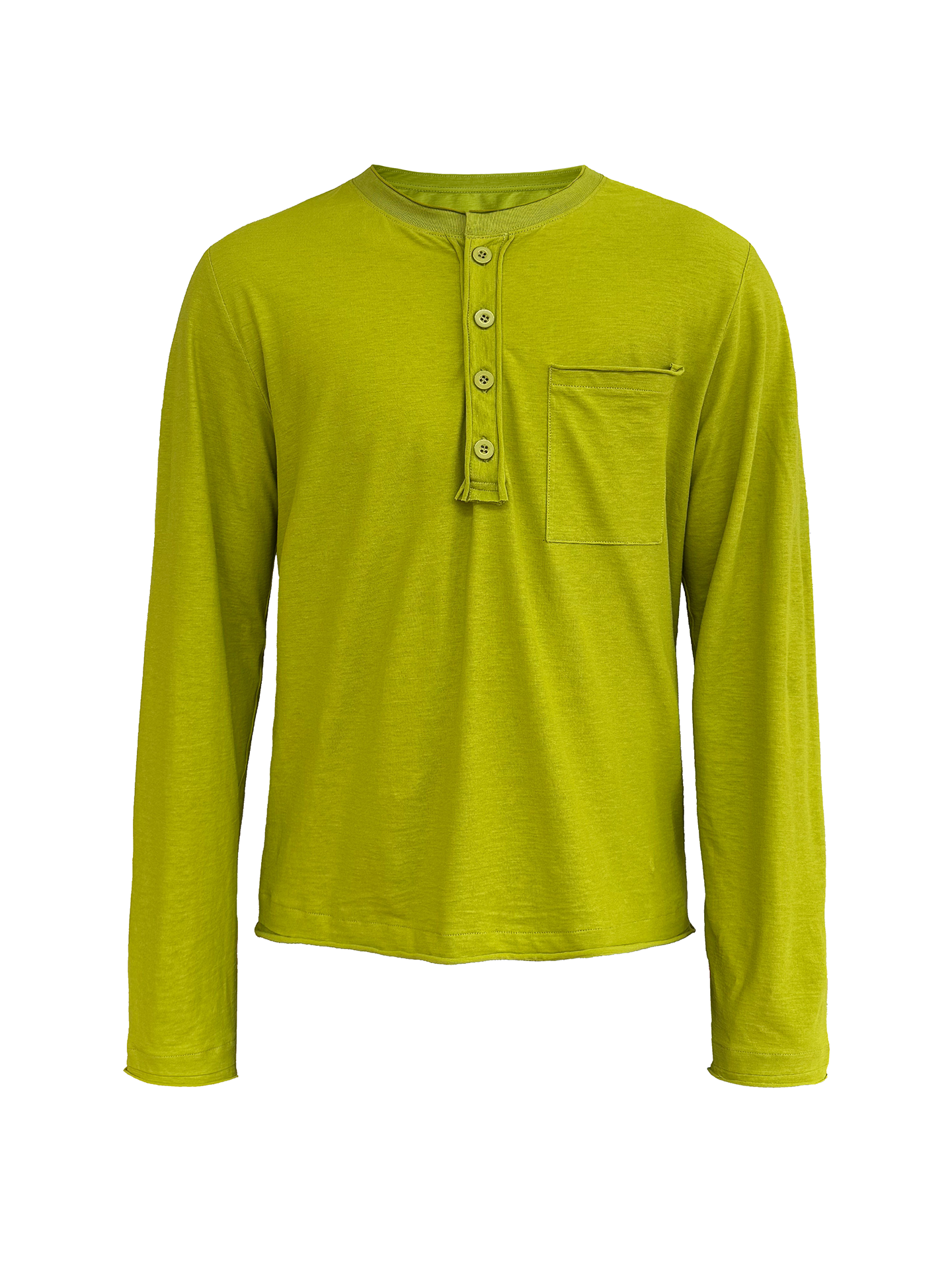 JCAESAR Rolled Edge Henley Collar Long Sleeve Tee