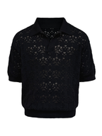 JCAESAR Hollow‑leaf patterned short‑sleeve knit shirt