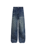 JCAESAR Pleated Washed Whisker Slub Denim - jcaesarclo
