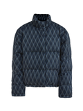 JCAESAR Blue Diamond-Check Stand Collar Down Jacket