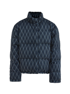JCAESAR Blue Diamond-Check Stand Collar Down Jacket