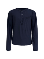 JCAESAR Rolled Edge Henley Collar Long Sleeve Tee
