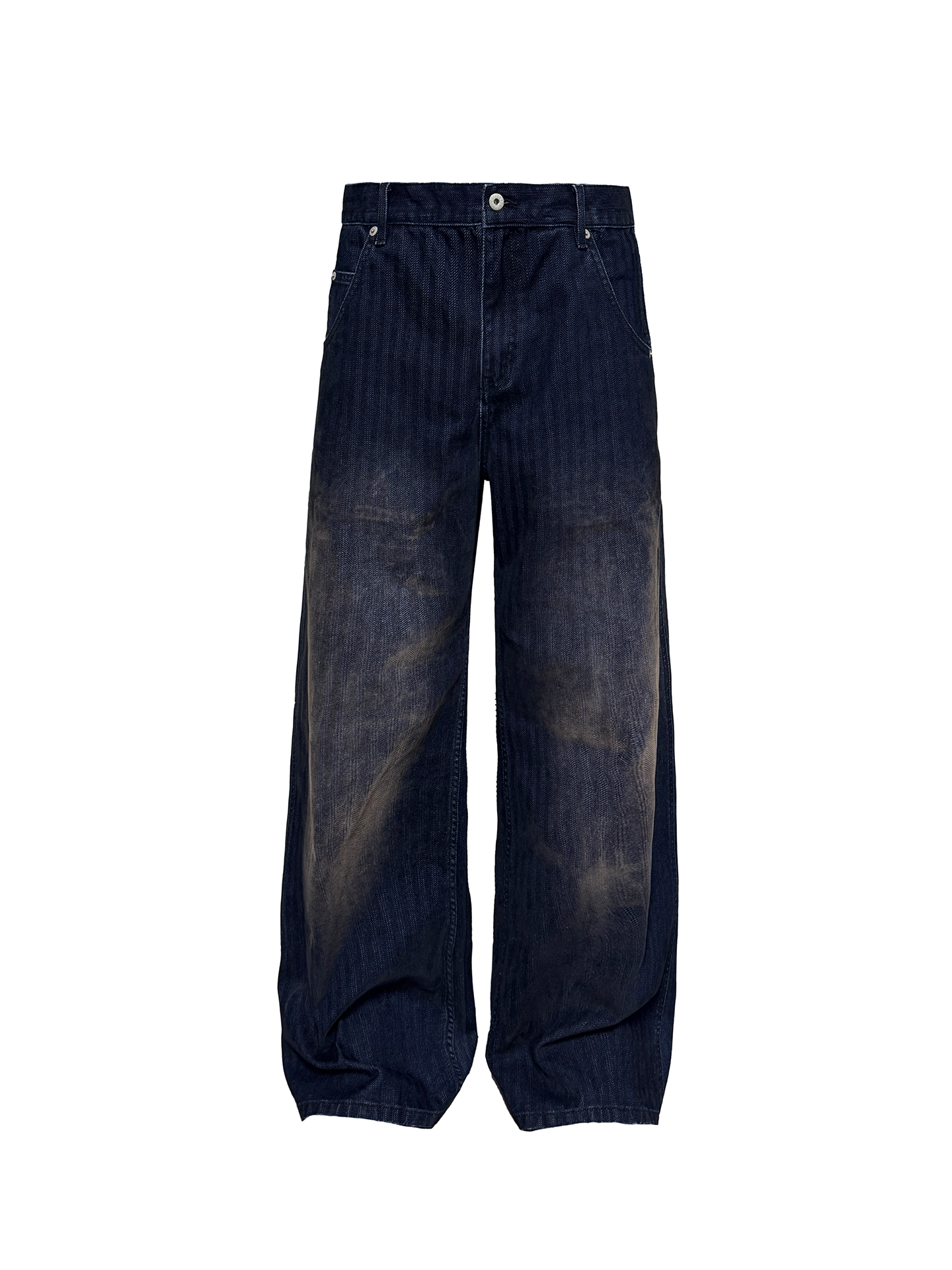 JCAESAR Distressed Herringbone Corduroy Trousers