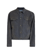JCAESAR Mud‑flock washed distressed flocked denim jacket