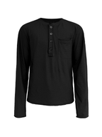 JCAESAR Rolled Edge Henley Collar Long Sleeve Tee