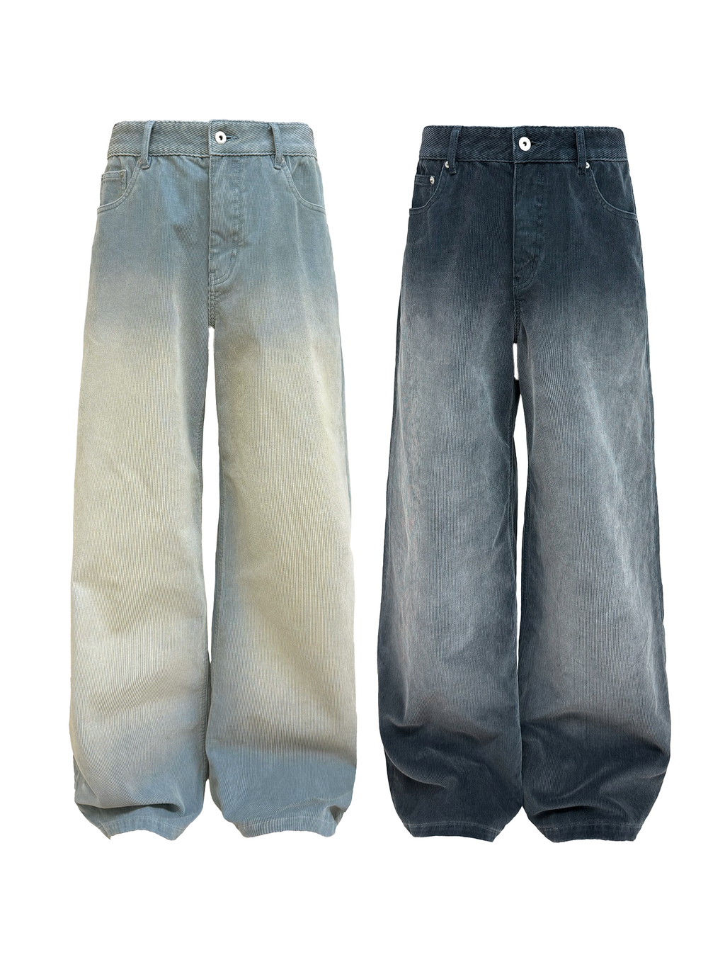 JCAESAR Washed corduroy pants with distressed finish in smog grey