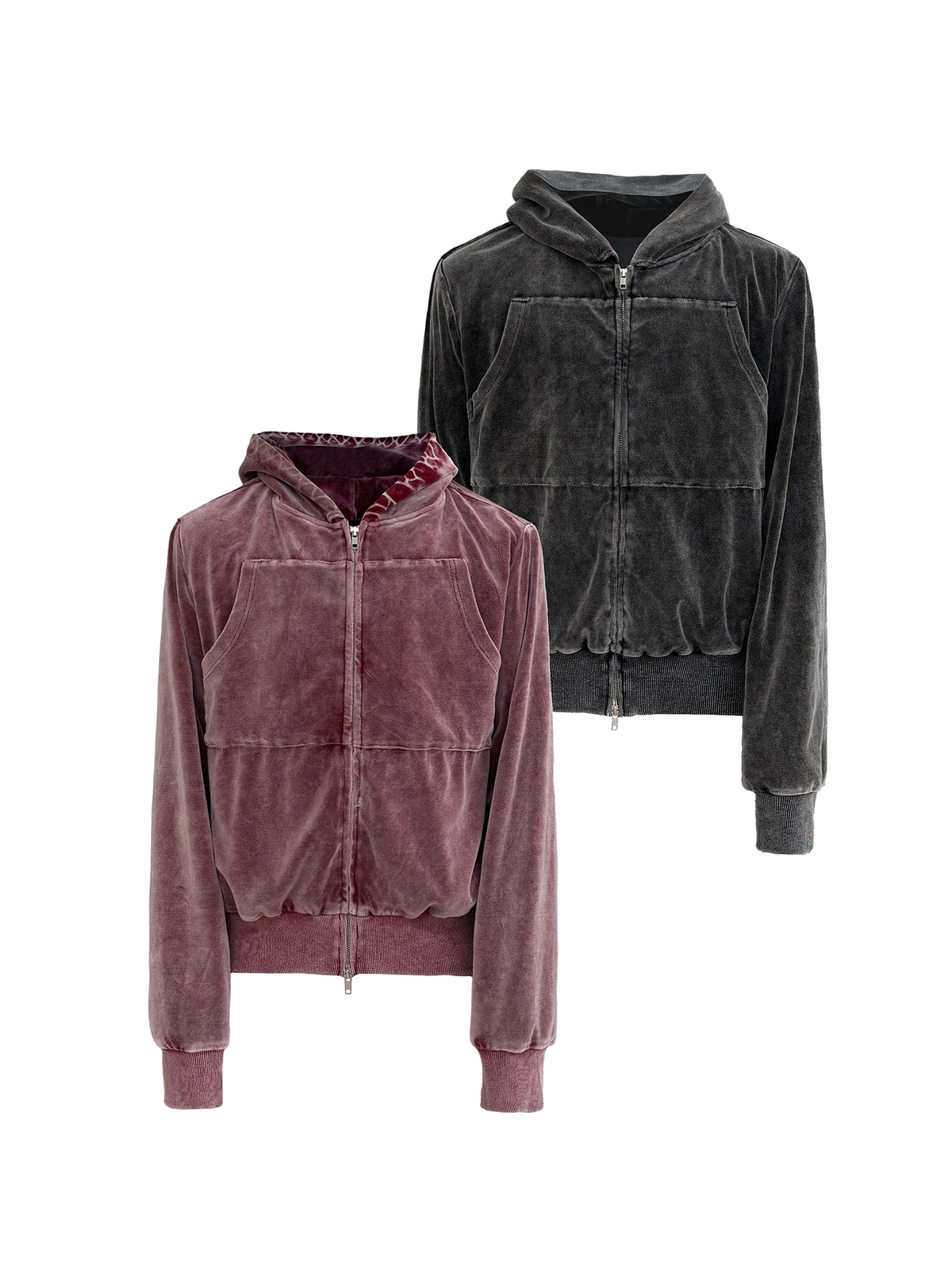 JCAESAR Washed Tie-Dye Velvet Sweatshirt