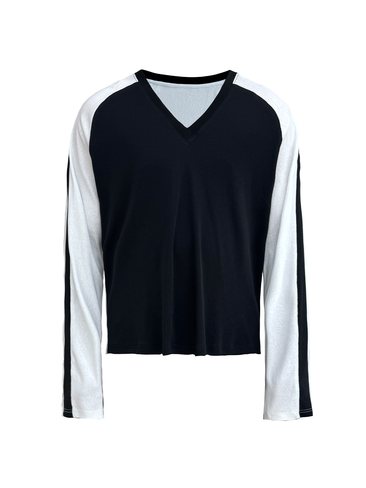 JCAESAR Contrast‑color raglan hockey long‑sleeve shirt