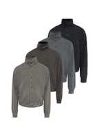 JCAESAR Heathered High‑Neck Cardigan Sweater