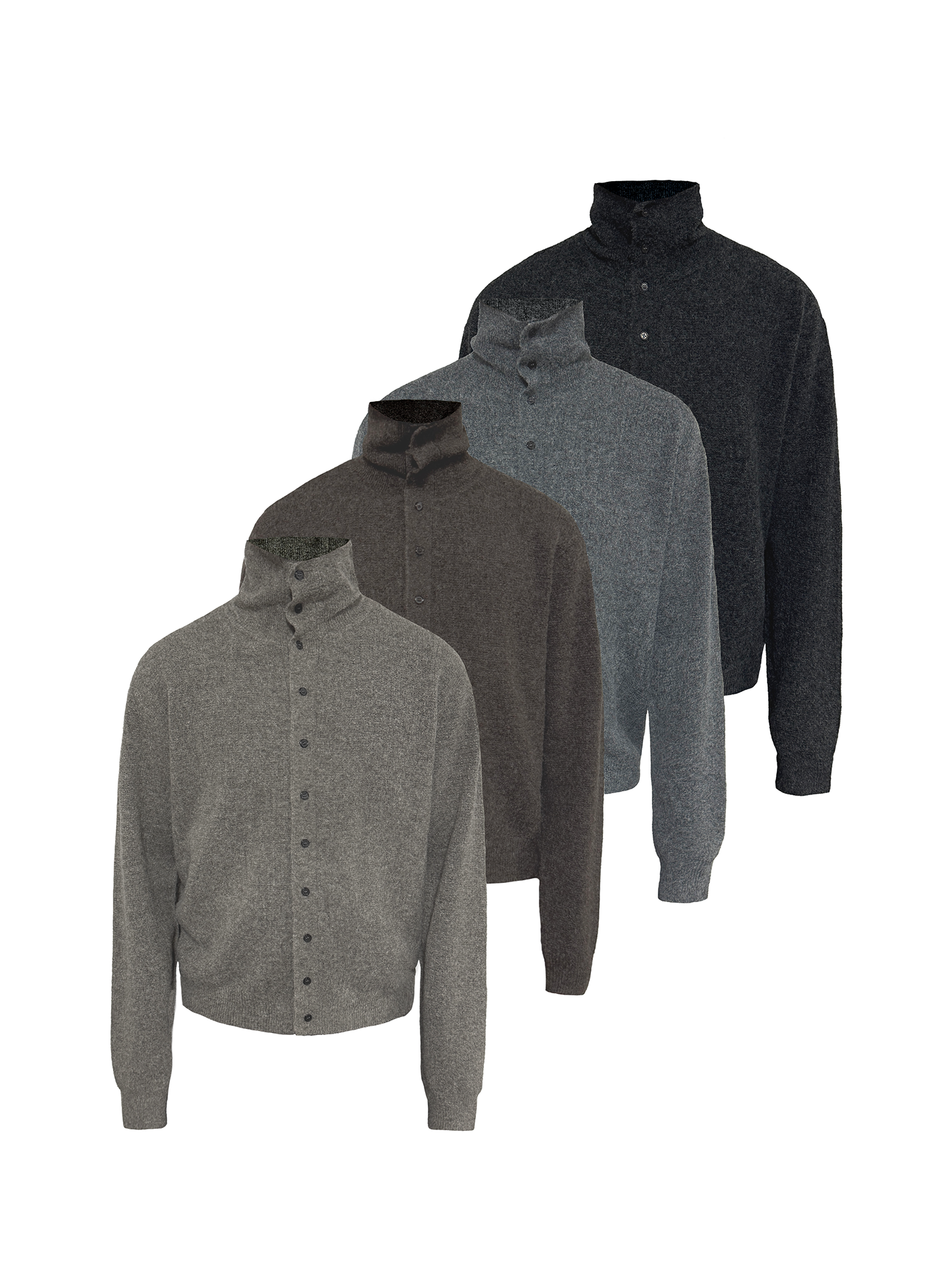 JCAESAR Heathered High‑Neck Cardigan Sweater