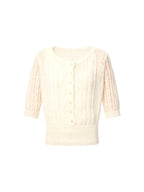 JCAESAR WOMEN Cable‑Knit Semi‑Sheer Short‑Sleeve Top