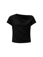 JCAESAR WOMEN Twisted Pleated Asymmetric‑Shoulder Tee