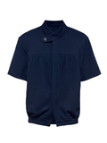 JCAESAR Stand-Collar Gathered Short-Sleeve Shirt - jcaesarclo