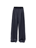 JCAESAR Pleated Striped Trousers with Ribbed‑Waist Panel - jcaesarclo