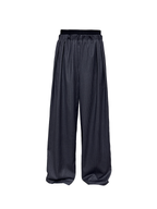 JCAESAR Pleated Striped Trousers with Ribbed‑Waist Panel - jcaesarclo