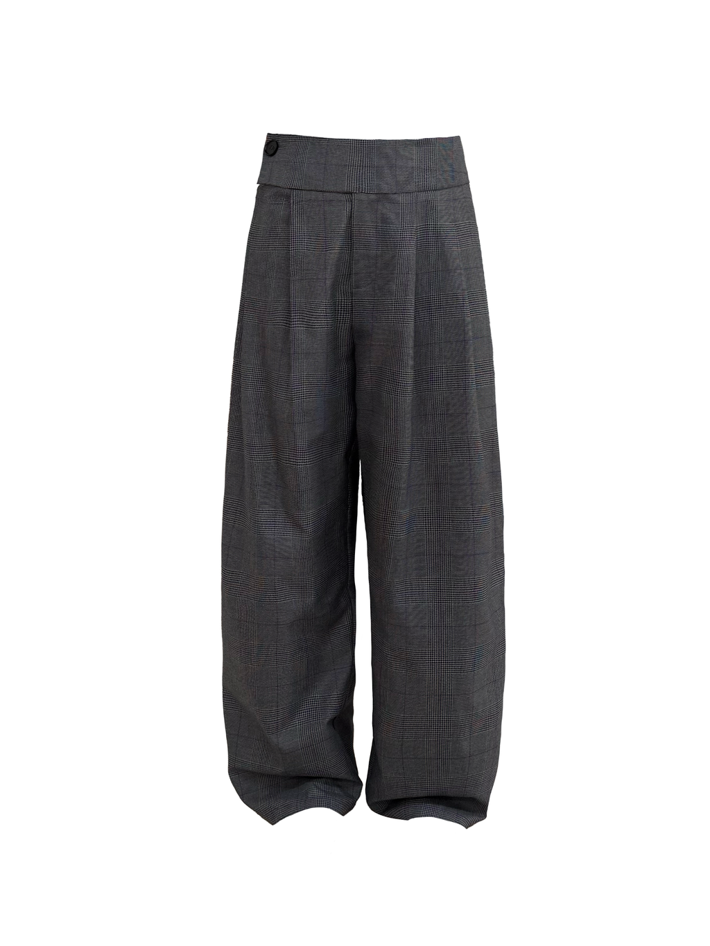 JCAESAR Purple Plaid Double-Pleat Wide Waistband Trousers