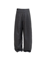 JCAESAR Purple Plaid Double-Pleat Wide Waistband Trousers