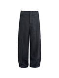 JCAESAR lack Linen Trousers with Accordion Pleats