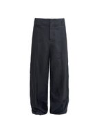JCAESAR lack Linen Trousers with Accordion Pleats