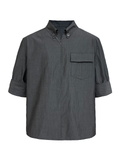 JCAESAR Half‑zip mid‑sleeve shirt with patch pocket in charcoal grey