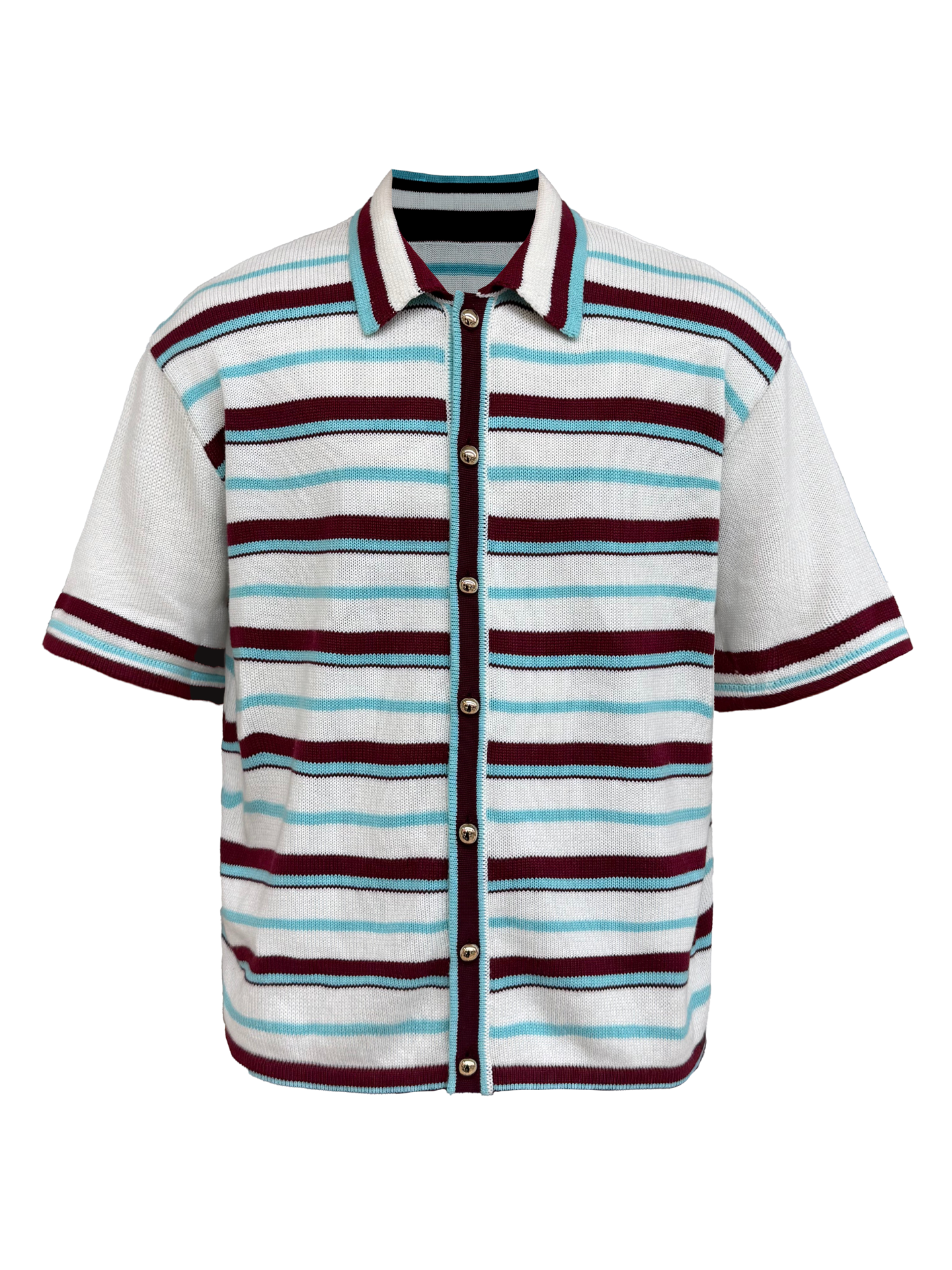 JCAESAR Striped mint shirt with gold buttons