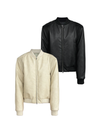 JCAESAR Biker Faux Fur Lined Eco-Leather Puffer Jacket