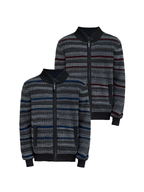 JCAESAR Accordion-Stripe Knit Cardigan Sweater