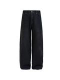JCAESAR Pleated Waxed Black Denim Jeans