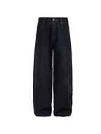 JCAESAR Pleated Waxed Black Denim Jeans
