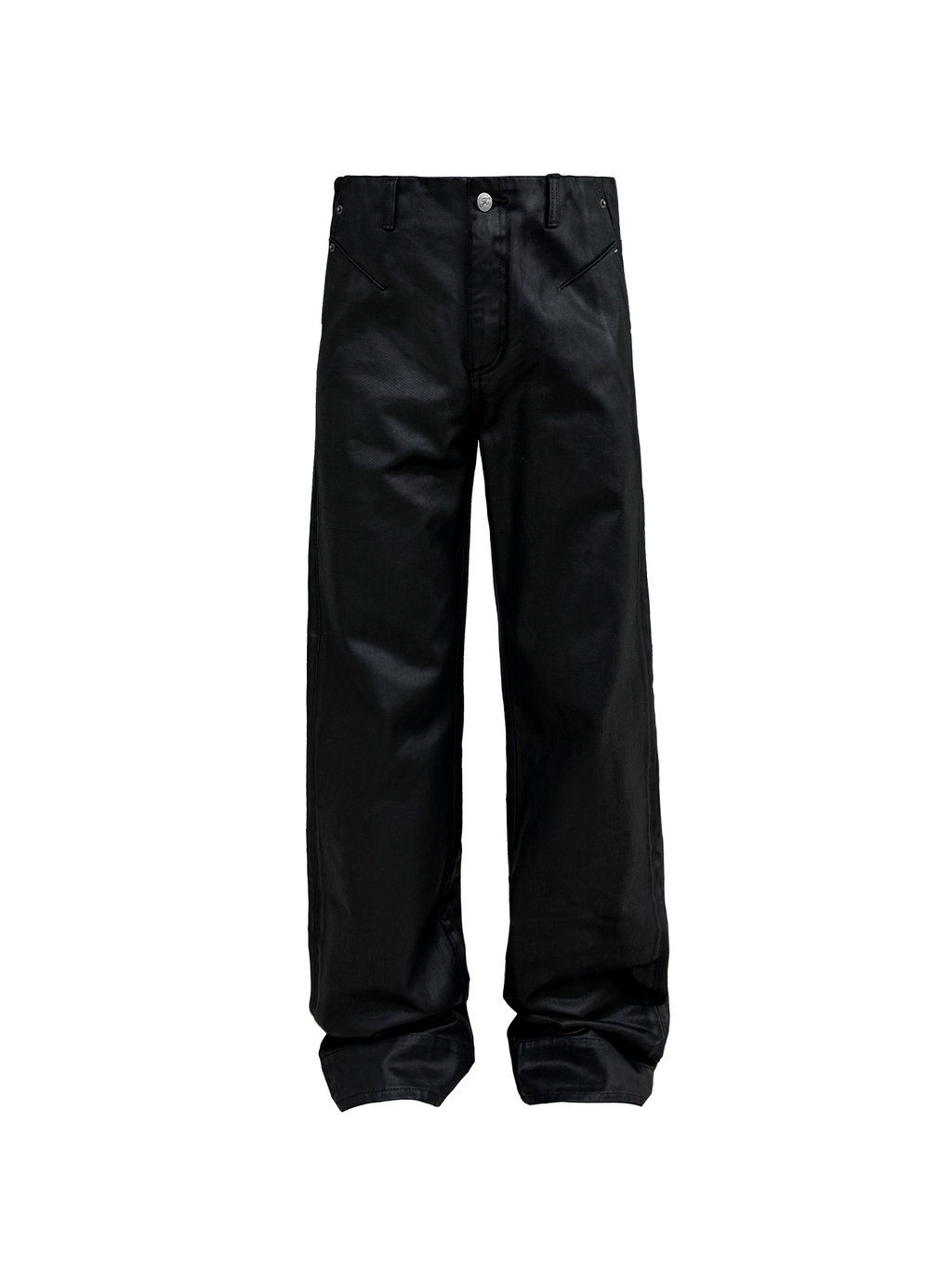 JCAESAR Slim straight black‑wax denim jeans
