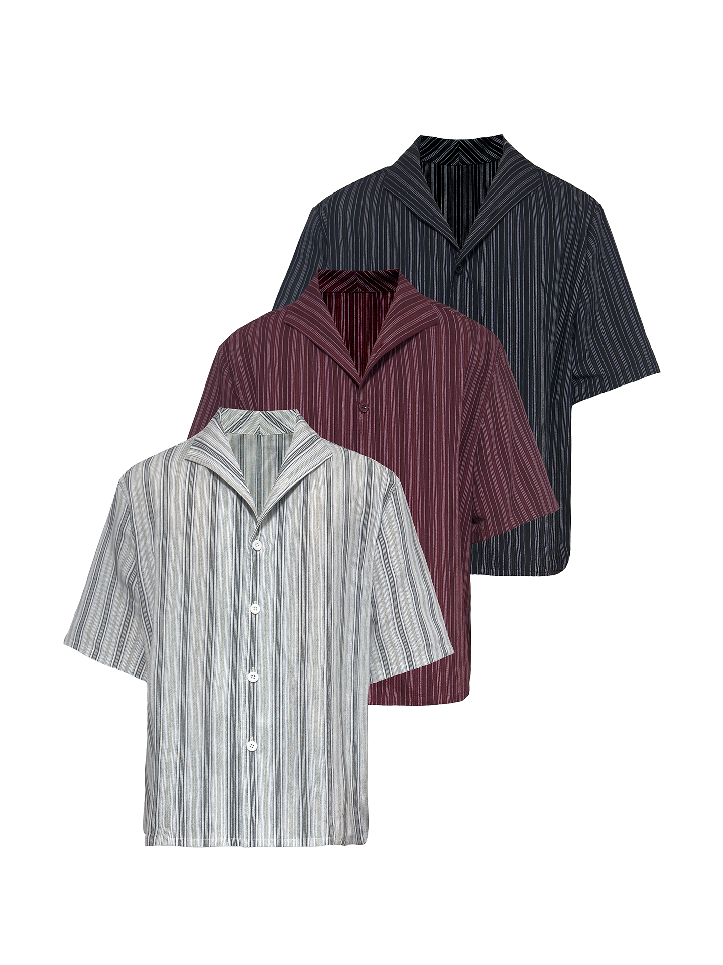 JCAESAR One‑Piece Collar Striped Shirt