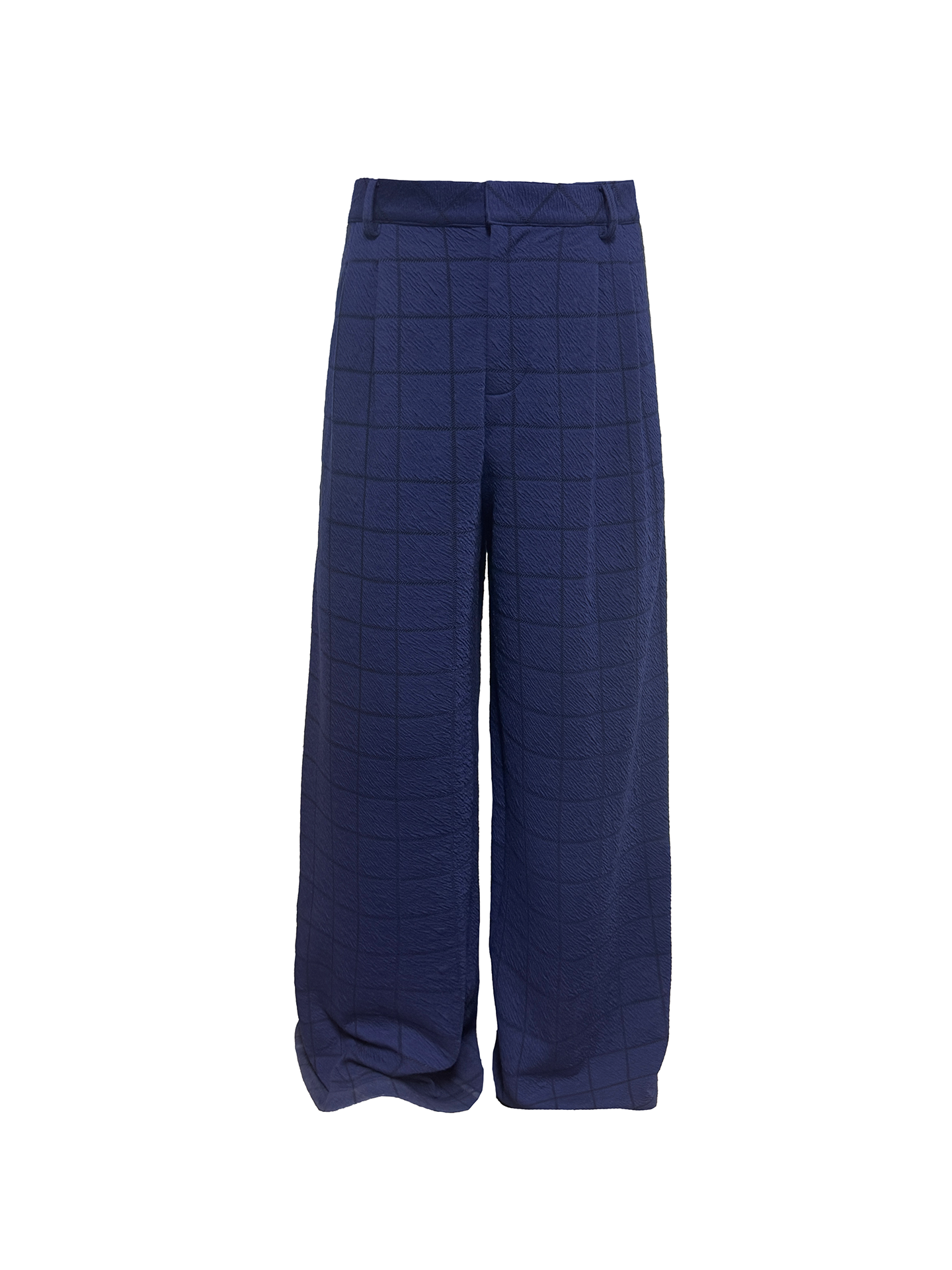 JCAESAR Blue-Black Plaid Pleated Trousers