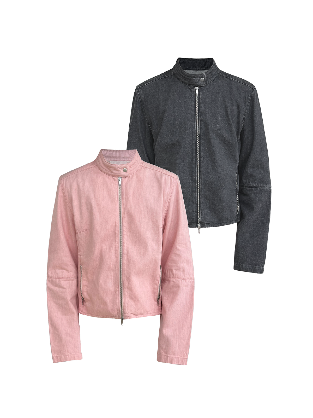 JCAESAR Quilted Elbow-Patch Denim Jacket