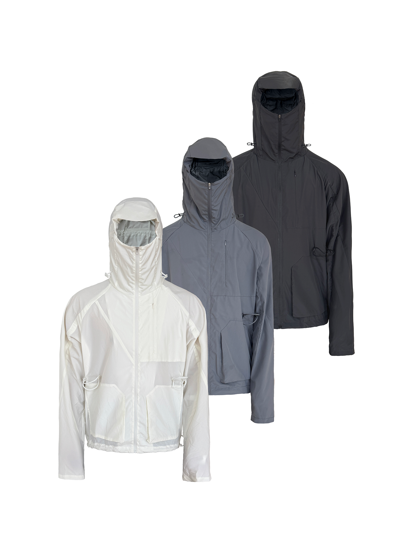 JCAESAR Hooded Sun‑Protection Jacket with Square Patch Pockets 