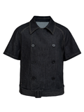 JCAEASAR Double-breasted raw-denim belted shirt