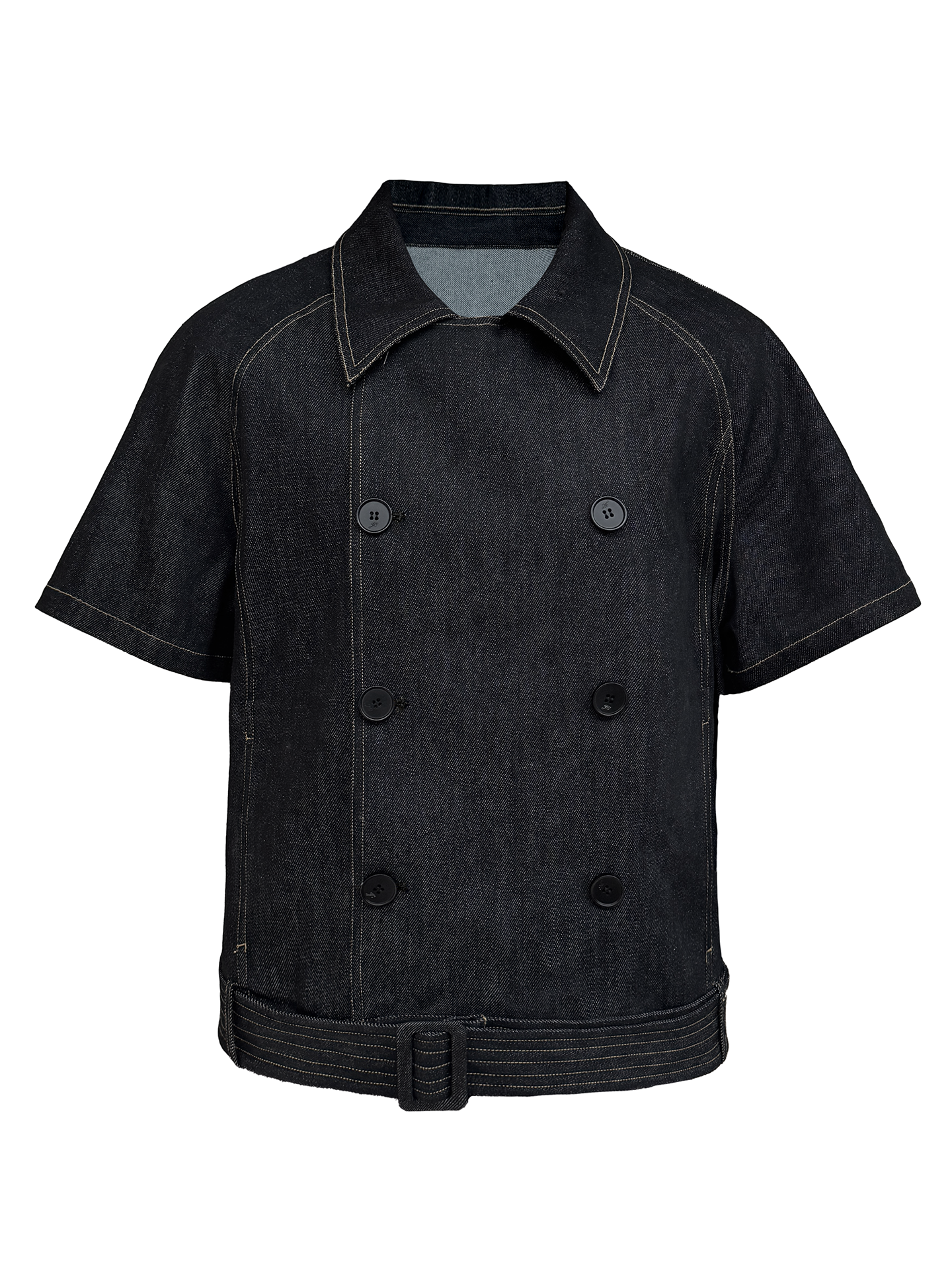 JCAEASAR Double-breasted raw-denim belted shirt