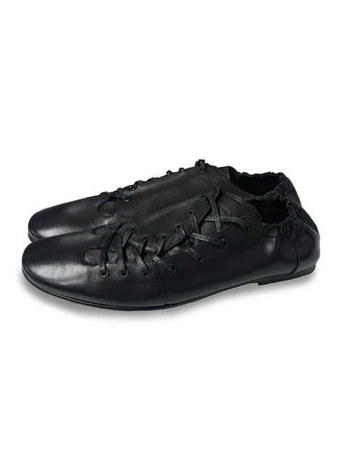 JCAESAR Lace-Up Ruched Trainer Leather Shoes - jcaesarclo