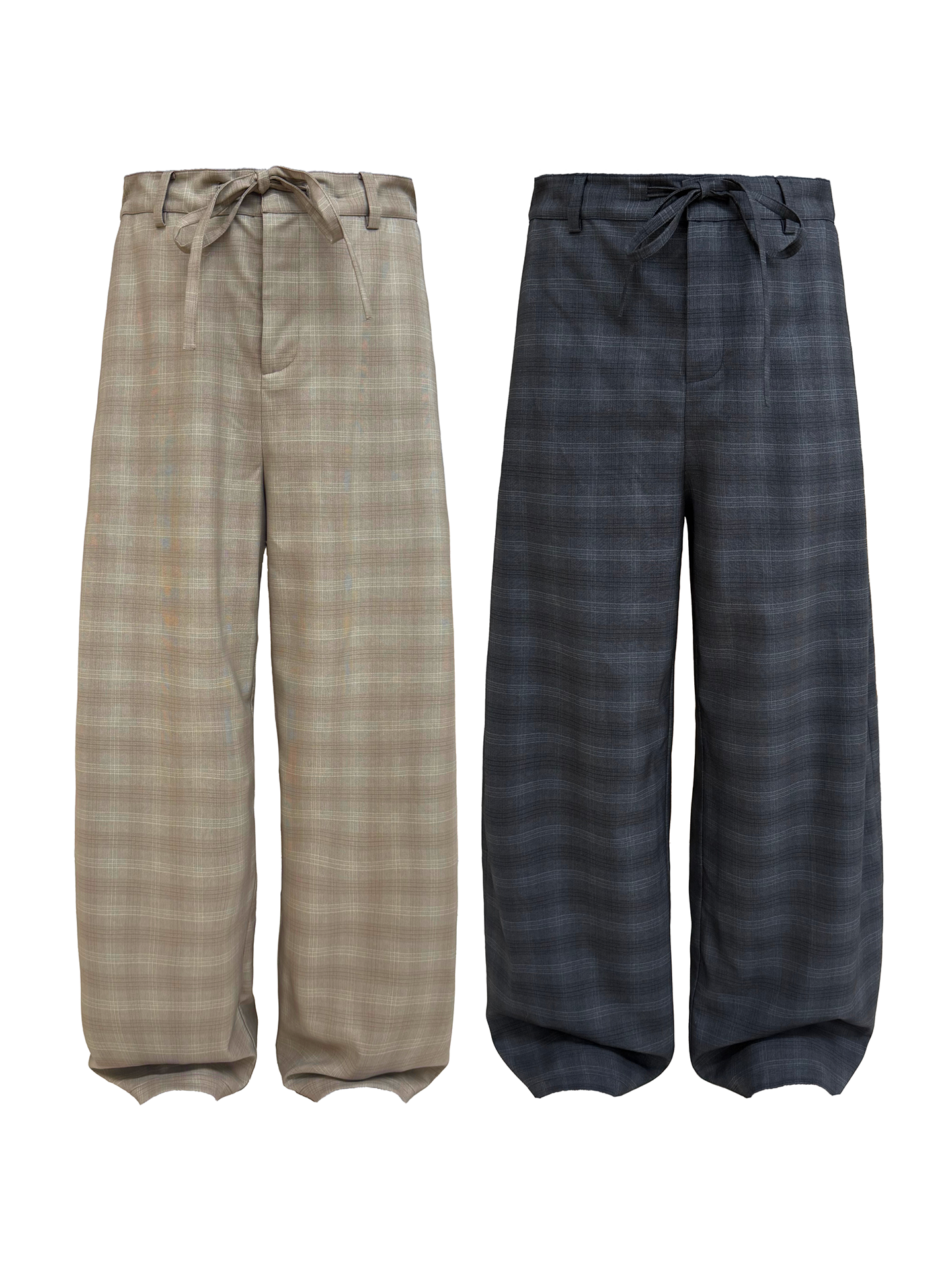 JCAESAR Checkered drawstring trousers with subtle grid pattern