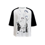 JCAESAR Vintage‑style raglan printed tee